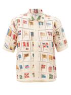 Matchesfashion.com Bode - Tobacco Flag-print Patchwork Silk-blend Shirt - Womens - Multi