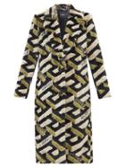 Versace - La Greca-monogram Faux-fur Coat - Womens - Brown