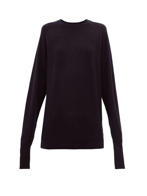 Matchesfashion.com Raey - Raglan Sleeve Boyfriend Cashmere Sweater - Womens - Navy