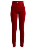 Matchesfashion.com Balmain - Stretch Velvet Skinny Trousers - Womens - Red