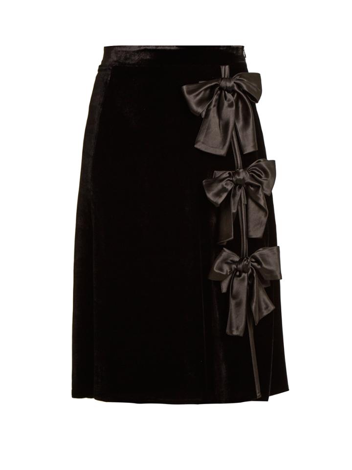 Altuzarra Valente Bow-embellished Velvet Skirt