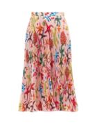 Matchesfashion.com Versace - Trsor De La Mer-print Pliss Skirt - Womens - Pink Multi