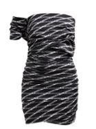 Matchesfashion.com Balenciaga - Logo Print Off The Shoulder Dress - Womens - Grey