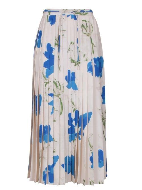 Rejina Pyo - Irma Floral-print Pleated Skirt - Womens - Blue Multi