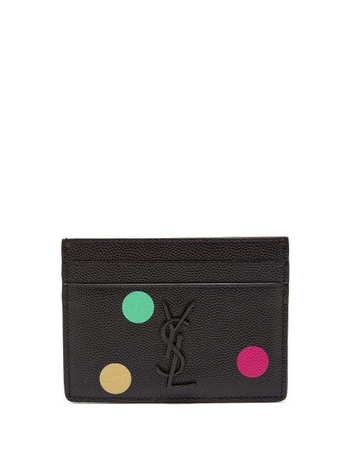 Matchesfashion.com Saint Laurent - Monogram Leather Cardholder - Womens - Black Multi