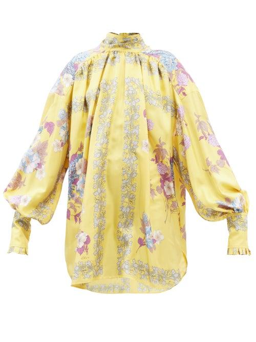 Etro - X Harris Reed Upcycled Floral-print Silk Blouse - Womens - Yellow Multi