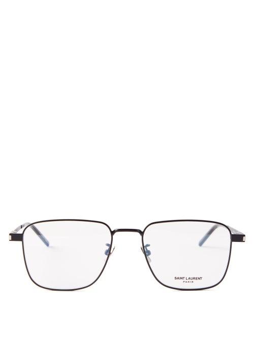 Saint Laurent Eyewear - Square Metal Glasses - Mens - Black