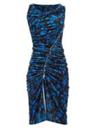 Matchesfashion.com Atlein - Asymmetric Camouflage Print Velvet Dress - Womens - Blue Multi