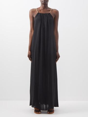 Zeus + Dione - Themis Embroidered Silk-blend Dress - Womens - Black