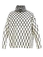 Valentino - High-neck Mesh-jacquard Wool Sweater - Mens - White