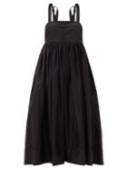 Matchesfashion.com Aje - Savoy Tie-shoulder Cotton Midi Dress - Womens - Black