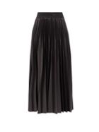 Matchesfashion.com Givenchy - Logo-waist Pleated-faille Midi Skirt - Womens - Black