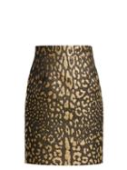 Matchesfashion.com Dolce & Gabbana - High Rise Leopard Print Jacquard Mini Skirt - Womens - Leopard