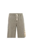 Matchesfashion.com Gucci - Logo-stripe Houndstooth Shorts - Mens - Grey