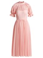 Matchesfashion.com Emilia Wickstead - Philly Ruched Crepe Dress - Womens - Light Pink