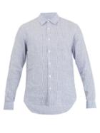 Matchesfashion.com Orlebar Brown - Morton Striped Cotton Shirt - Mens - Navy Multi