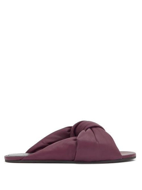 Matchesfashion.com Balenciaga - Drapy Knotted-leather Slides - Womens - Burgundy