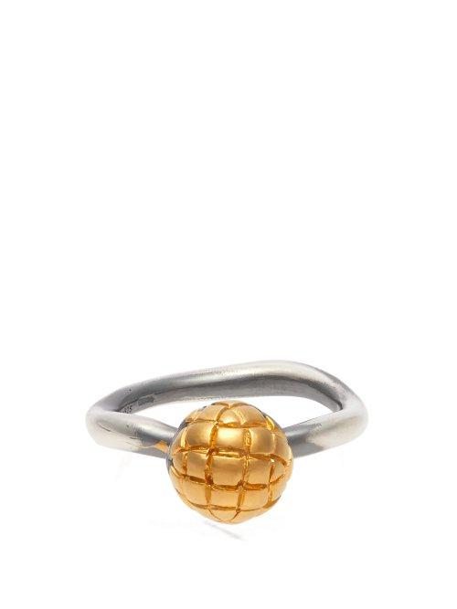 Matchesfashion.com Bottega Veneta - Dichotomy Intrecciato Ring - Womens - Gold