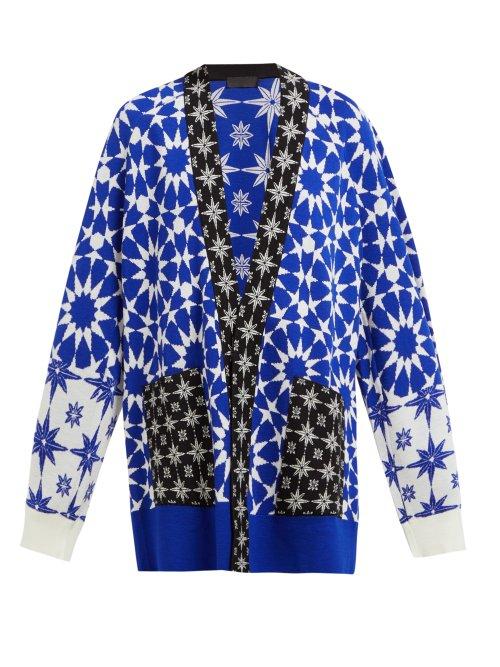 Matchesfashion.com Haider Ackermann - Salinas Cashmere Blend Oversized Cardigan - Womens - Blue White