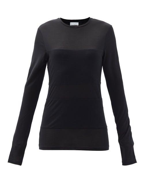 Matchesfashion.com Raey - Double-panel Long-sleeved Sheer T-shirt - Womens - Black