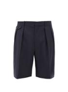 The Row - Cello Pleated Wool-gabardine Shorts - Mens - Dark Navy