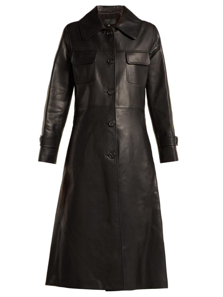 Nili Lotan Point-collar Leather Trench Coat
