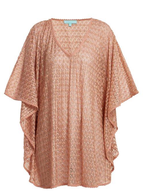 Matchesfashion.com Melissa Odabash - Madison Waterfall Sleeve Crochet Knit Kaftan - Womens - Pink