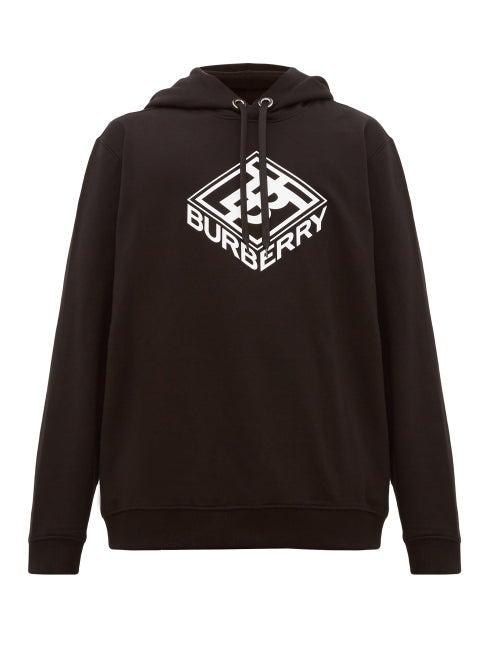 Matchesfashion.com Burberry - Tb Logo Cotton Blend Hooded Sweatshirt - Mens - Black