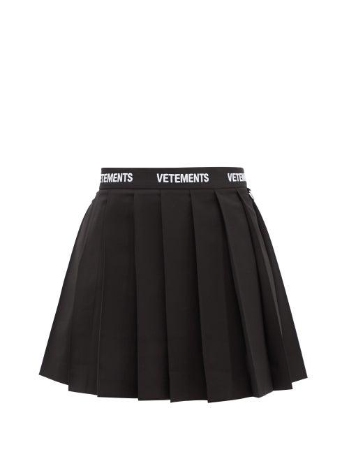 Vetements - Pleated Virgin Wool-blend Mini Skirt - Womens - Black