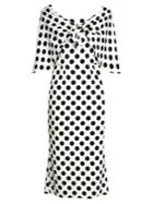 Dolce & Gabbana Tie-front Polka-dot Print Charmeuse Dress