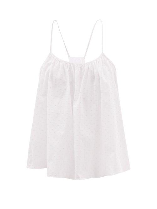Loup Charmant - Scoop-neck Swiss-dot Cotton-voile Cami Top - Womens - Pink White