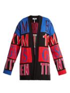 Matchesfashion.com Msgm - Oversized Logo Intarsia Cardigan - Womens - Pink Multi