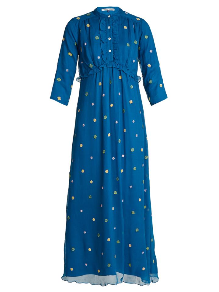 Jupe By Jackie Banff Embroidered Silk-chiffon Dress