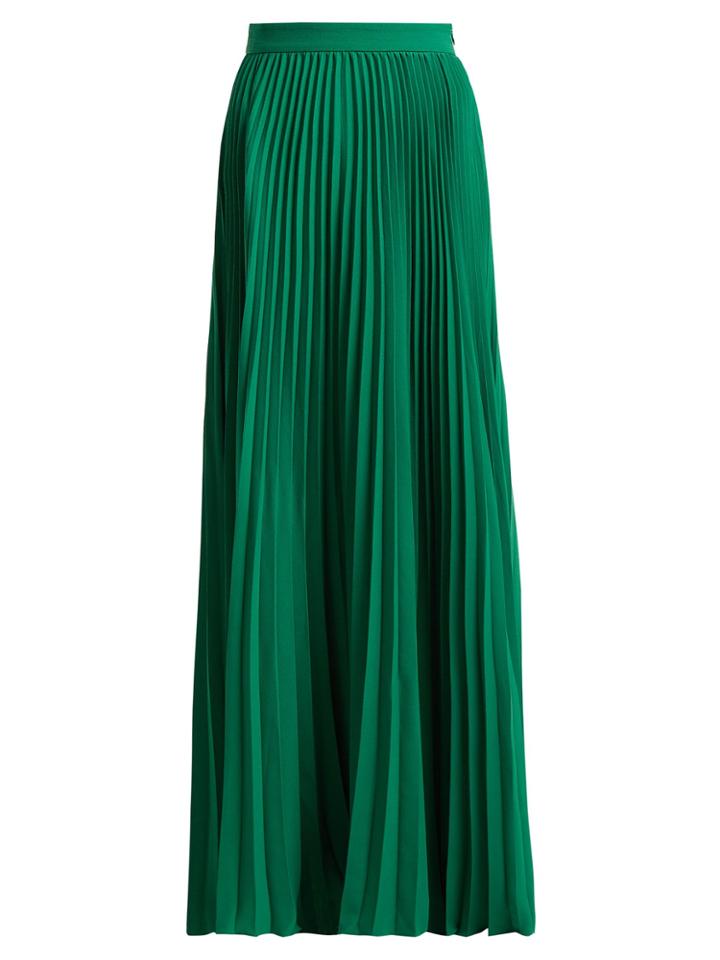 Adriana Degreas Le Fleur Pleated Crepe Maxi Skirt