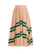 Valentino High-rise Chevron-striped Pleated Jersey Skirt
