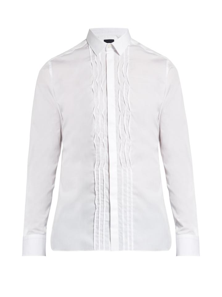 Lanvin Single-cuff Pleated-bib Cotton Shirt