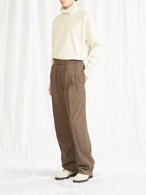 Lemaire - Straight-leg Pleated Shell Trousers - Mens - Beige