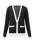 Matchesfashion.com Balmain - Logo-jacquard Virgin-wool Cardigan - Mens - Black