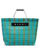 Marni Market - Check Nylon Tote Bag - Womens - Blue Multi