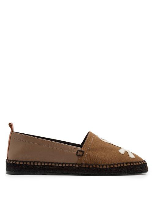 Matchesfashion.com Loewe - Skull Appliqu Canvas And Leather Espadrilles - Mens - Khaki
