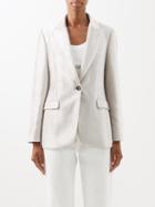 Brunello Cucinelli - Single-breasted Velvet Blazer - Womens - Silver