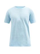 120 Lino 120% Lino - Crew-neck Linen-jersey T-shirt - Mens - Light Blue