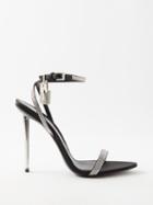 Tom Ford - Padlock 105 Crystal-embellished Leather Sandals - Womens - Black Silver