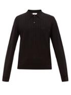Matchesfashion.com Lemaire - Diamond-jacquard Piqu Polo Shirt - Mens - Black