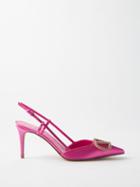 Valentino Garavani - V-logo 80 Slingback Satin Pumps - Womens - Pink
