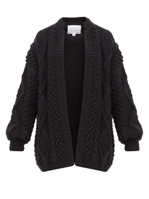 Matchesfashion.com I Love Mr Mittens - Open Placket Bobble And Cabled Wool Cardigan - Womens - Black