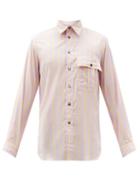 Matchesfashion.com L.e.j - Officer's Flap-pocket Striped Cotton Shirt - Mens - Pink Multi