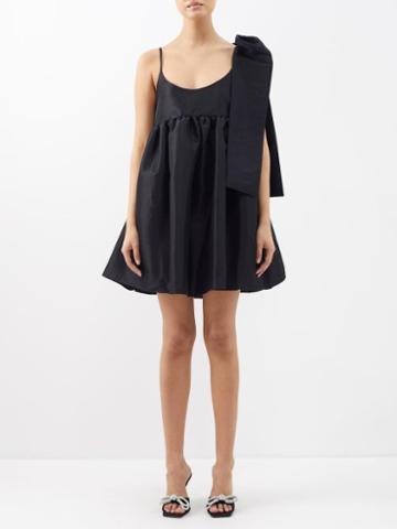 Kika Vargas - Mathilde Bow-trim Taffeta Mini Dress - Womens - Black