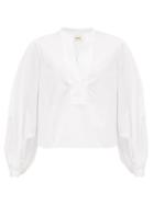 Matchesfashion.com Khaite - Suzanna Puff Sleeve Cotton Poplin Blouse - Womens - White