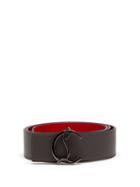 Mens Accessories Christian Louboutin - Monogram-buckle Leather Belt - Mens - Black Red